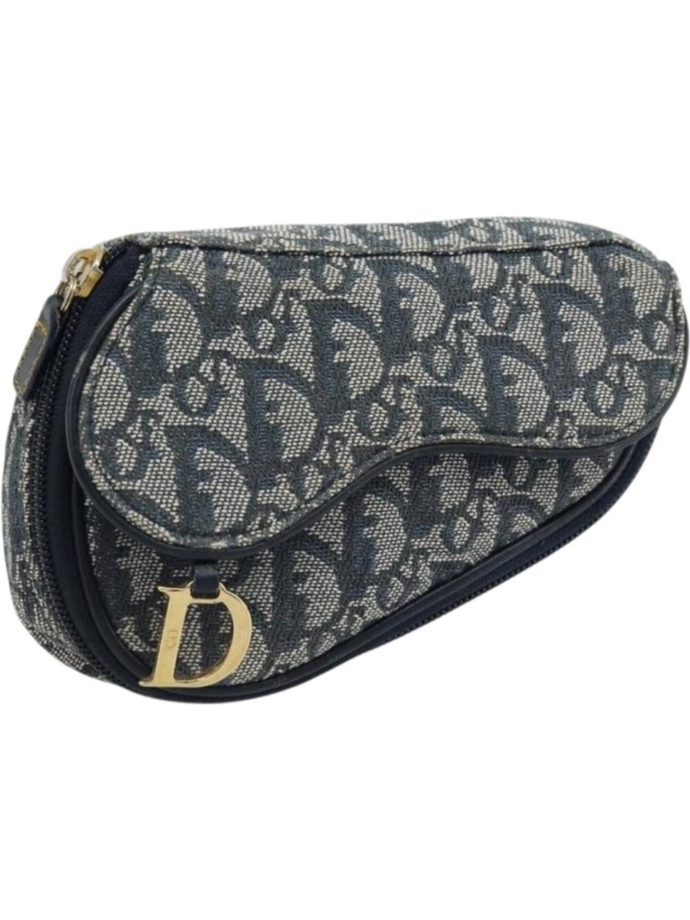 Christian Dior Trotter Canvas Saddle Pouch Navy Gold